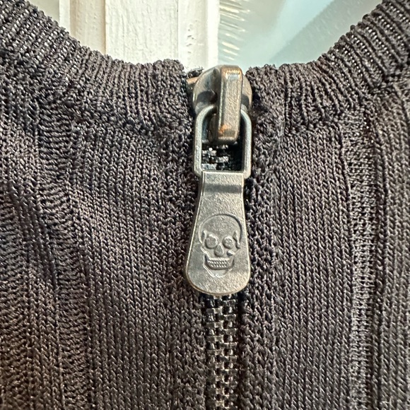 Skull Cashmere Kaydon Ribbed Knit Fitted Full Zipper Goth Punk Midi Dress Size S - Picture 6 of 14